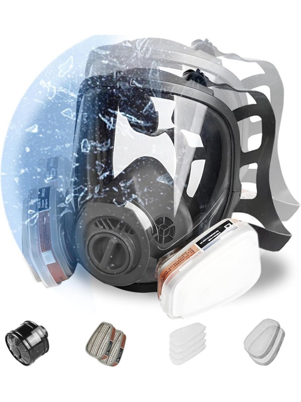 Survival Full Face Gas Mask with 40mm Carbon Filter - Reusable Respirator for